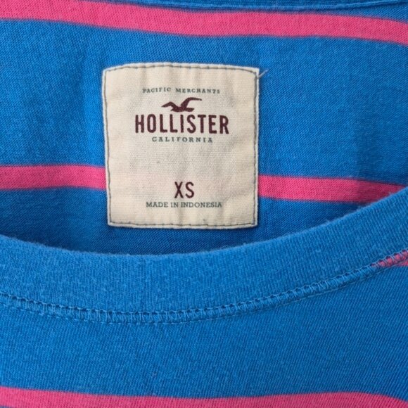 Hollister Y2K Blue and Pink Striped Scoop Neck Top Sz XS - Picture 4 of 9